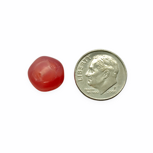 Czech glass apple fruit beads 10pc opaline pink red 12mm