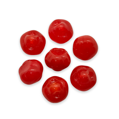Czech glass apple fruit beads charms 10pc milky red 12mm top drilled-Orange Grove Beads