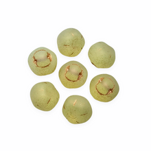 Load image into Gallery viewer, Czech glass apple fruit beads charms 10pc matte opaline white copper 12mm UV glow-Orange Grove Beads
