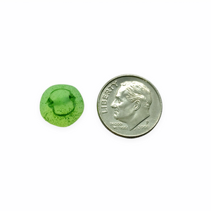 Czech glass apple fruit beads 10pc matte opaline white green 12mm UV