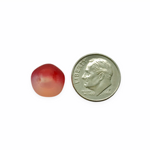 Load image into Gallery viewer, Czech glass apple fruit beads charms 10pc matte opaline white red 12mm UV glow
