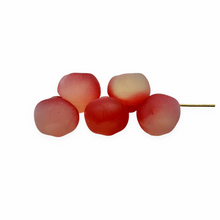 Load image into Gallery viewer, Czech glass apple fruit beads charms 10pc matte opaline white red 12mm UV glow
