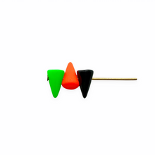 Load image into Gallery viewer, Czech glass baby spike cone beads 30pc Halloween mix neon green orange black 8x5mm
