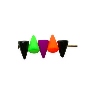 Czech glass baby spike cone beads 40pc Halloween mix neon green purple orange black 8x5mm