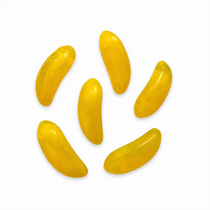 Czech glass banana fruit shaped beads 12pc milky yellow-Orange Grove Beads