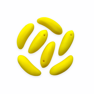 Czech glass banana fruit shaped beads 12pc opaque yellow matte-Orange Grove Beads