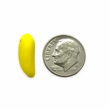 Load image into Gallery viewer, Czech glass banana fruit shaped beads 12pc opaque yellow matte
