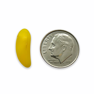 Czech glass banana fruit shaped beads 12pc semi-opaque yellow matte