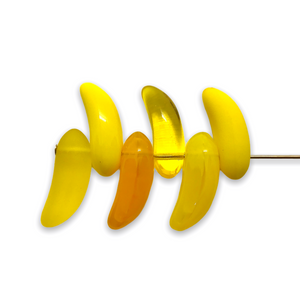 Czech glass yellow banana fruit shaped beads mix 12pc-Orange Grove Beads