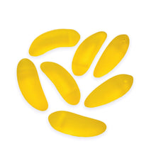 Load image into Gallery viewer, Czech glass banana fruit shaped beads 12pc translucent yellow matte-Orange Grove Beads
