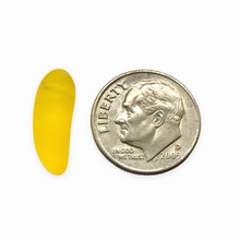 Load image into Gallery viewer, Czech glass banana fruit shaped beads 12pc translucent yellow matte
