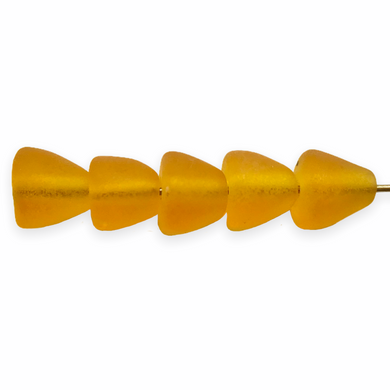 Czech glass rounded cone bead caps 30pc matte yellow orange 6mm-Orange Grove Beads