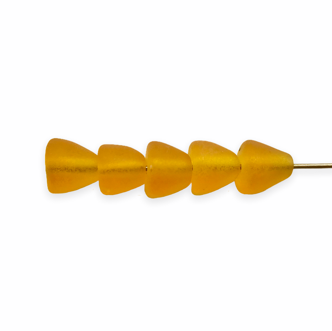 Czech glass rounded cone bead caps 30pc matte yellow orange 6mm-Orange Grove Beads