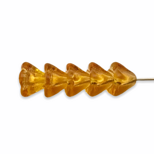 Czech glass bellflower flower beads 30pc yellow amber 6x8mm-Orange Grove Beads