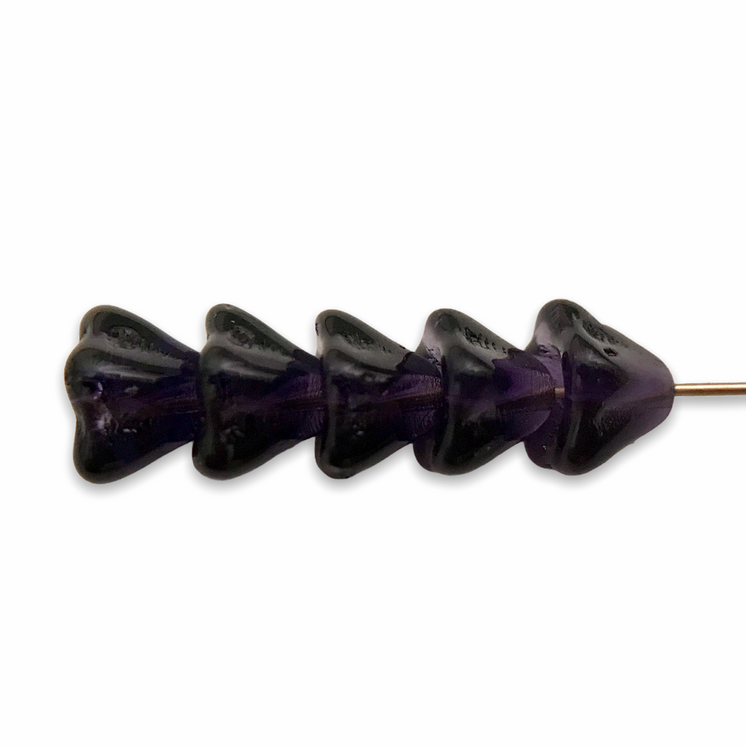 Czech glass bellflower flower beads 30pc dark violet purple 8x6mm-Orange Grove Beads