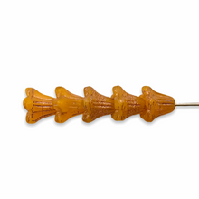 Load image into Gallery viewer, Czech glass tiny bellflower cup beads 50pc milky orange bronze 6x6-Orange Grove Beads
