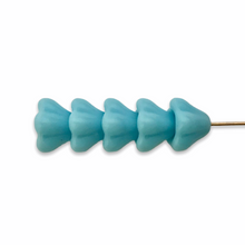 Load image into Gallery viewer, Czech glass bellflower flower beads 30pc opaque blue 6x8mm-Orange Grove Beads
