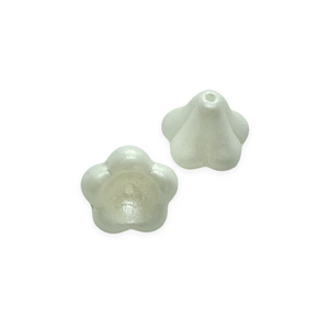 Czech glass XL bellflower cup beads 10pc white pearl 13x11mm