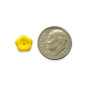Czech glass bellflower beads 25pc opaque yellow 8x6mm