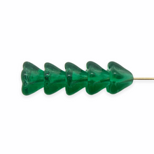 Load image into Gallery viewer, Czech glass bellflower flower beads 30pc translucent emerald green 8x6mm-Orange Grove Beads
