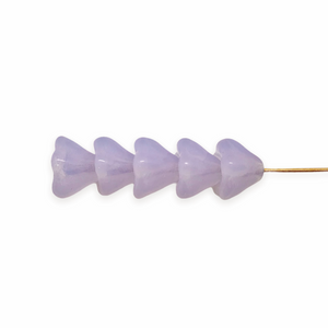 Czech glass bellflower flower beads 30pc purple violet opal 6x8mm-Orange Grove Beads