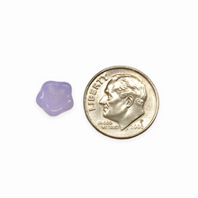Load image into Gallery viewer, Czech glass bellflower beads 30pc purple violet opal 8x6mm
