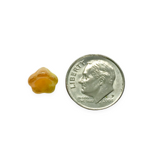 Load image into Gallery viewer, Czech glass bellflower beads 25pc orange yellow luster 8x6mm
