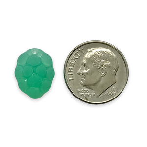 Czech glass raspberry fruit beads 12pc blue green opaline matte UV
