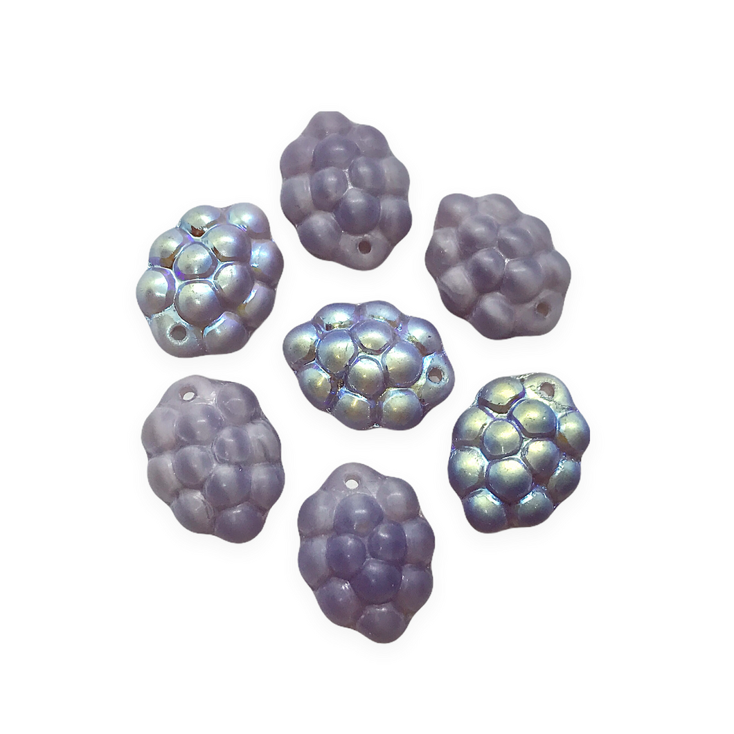 Czech glass berry grape fruit beads 12pc opaque dusty purple AB 14x10mm-Orange Grove Beads