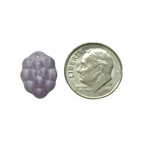 Czech glass berry grape fruit beads 12pc opaque purple silk AB 14x10mm
