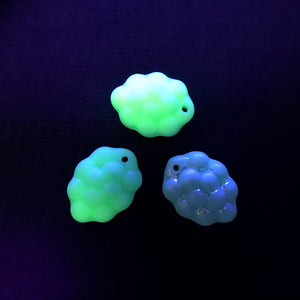 Czech glass berry grape fruit beads 12pc opaque sky blue AB UV blacklight glow