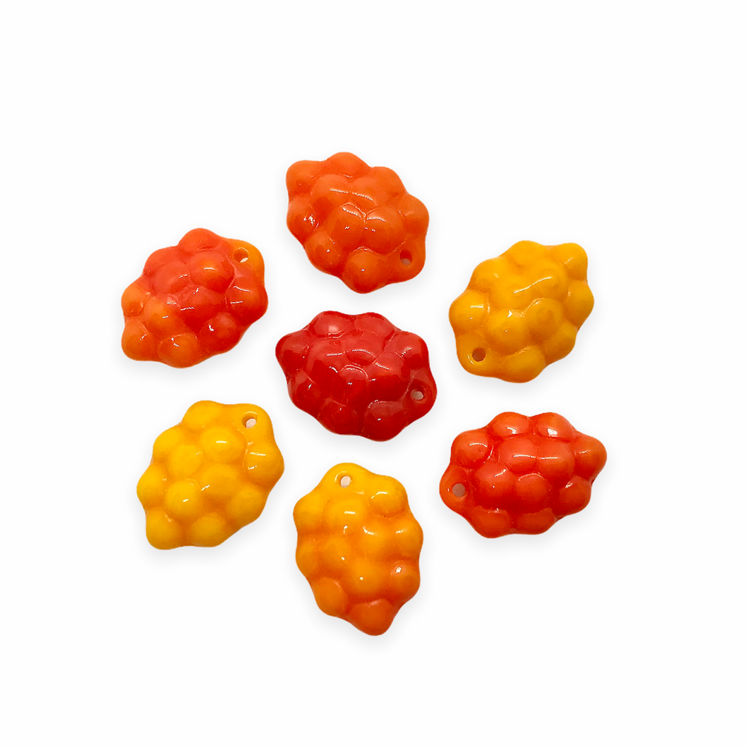Czech glass berry grape fruit shaped beads 12pc orange red yellow-Orange Grove Beads