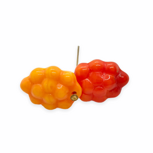 Czech glass berry grape fruit shaped beads 12pc orange red yellow