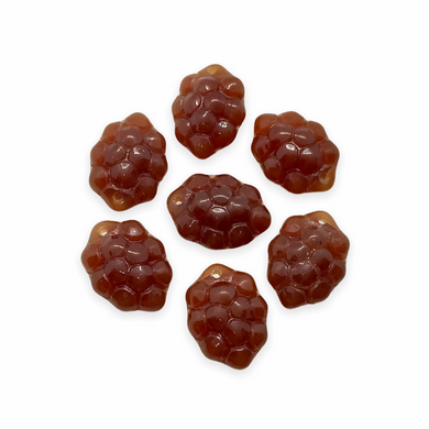Czech glass berry grape fruit beads charms 12pc carnelian red brown 14x10mm-Orange Grove Beads