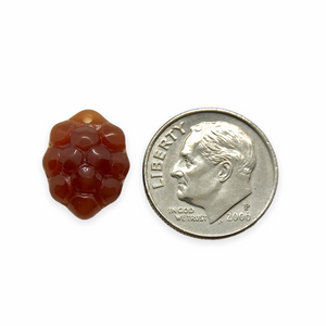 Czech glass berry grape fruit beads 12pc carnelian red brown 14x10mm