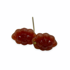 Czech glass berry grape fruit beads charms 12pc carnelian red brown 14x10mm