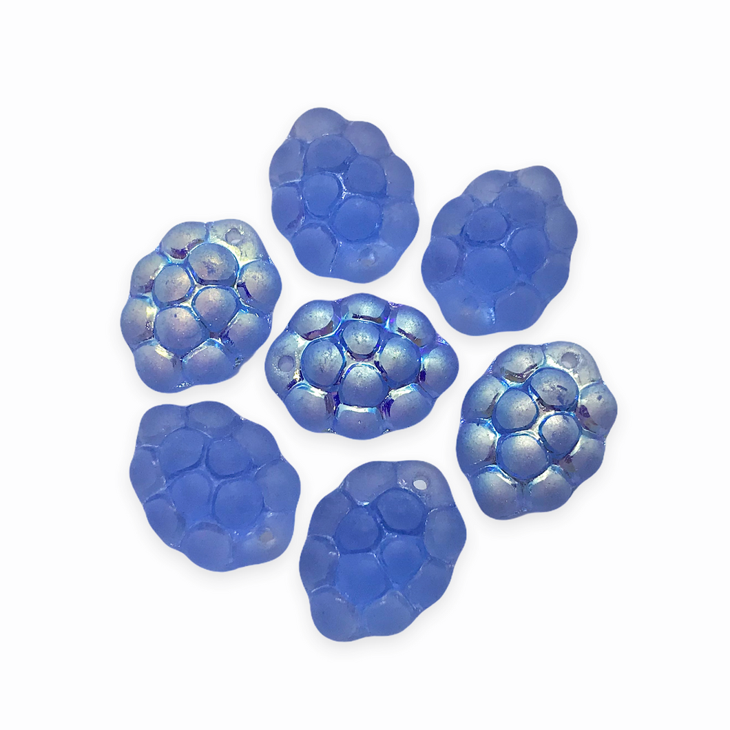 Czech glass blue raspberry grape berry fruit beads 12pc frosted AB finish-Orange Grove Beads