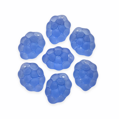 Czech glass blue raspberry  berry grape fruit beads charms 12pc frosted matte finish-Orange Grove Beads