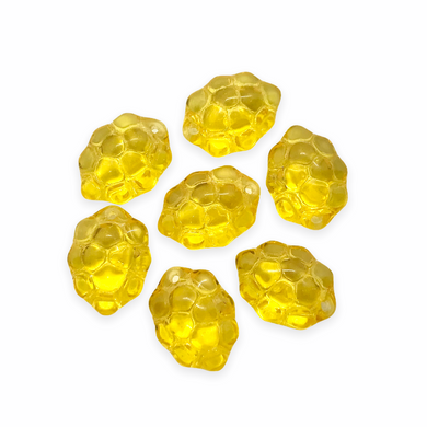 Czech glass berry grape fruit beads charms 12pc translucent yellow 14x10mm-Orange Grove Beads