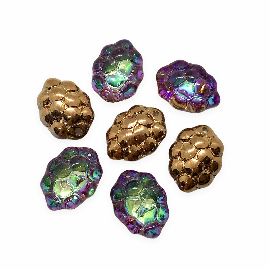 Czech glass berry grape fruit beads charms 12pc crystal rainbow copper 14x10mm-Orange Grove Beads