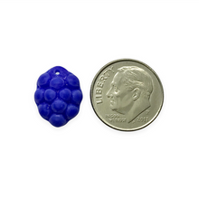 Load image into Gallery viewer, Czech glass berry grape fruit beads 12pc matte blue AB 14x10mm
