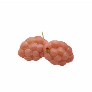 Czech glass raspberry berry grape fruit beads 12pc opaque dusty rose pink