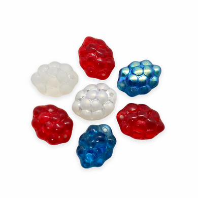 Czech glass berry grape fruit beads mix 12pc All American red white blue-Orange Grove Beads