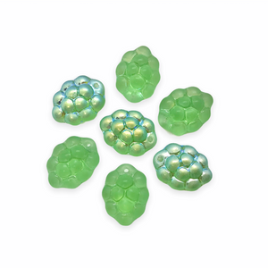 Czech glass berry grape fruit beads 12pc translucent green AB UV blacklight glow-Orange Grove Beads