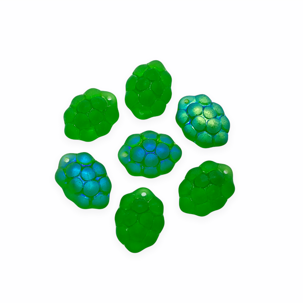 Czech glass berry grape fruit beads charms 12pc translucent medium green-Orange Grove Beads