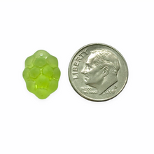 Load image into Gallery viewer, Czech glass berry grape fruit beads 12pc frosted olivine green AB
