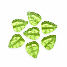 Load image into Gallery viewer, Czech glass birch leaf beads charms 20pc light green 12x10mm-Orange Grove Beads
