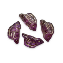 Load image into Gallery viewer, Czech glass large bird beads 4pc translucent purple platinum 22x11mm-Orange Grove Beads
