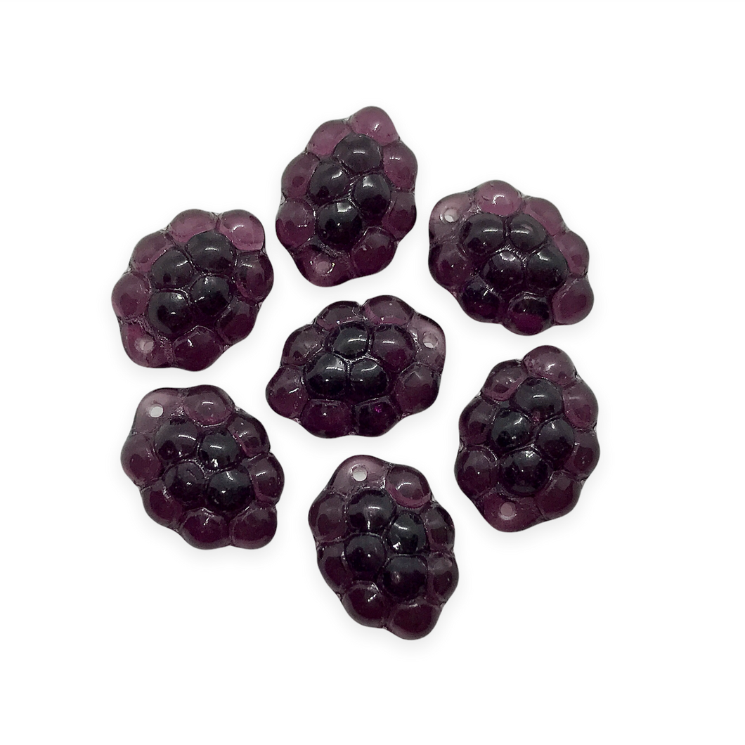 Czech glass blackberry berry grape fruit beads 12pc dark purple 14x10mm-Orange Grove Beads