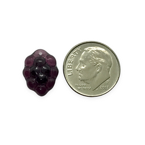 Czech glass blackberry berry grape fruit beads 12pc dark purple 14x10mm